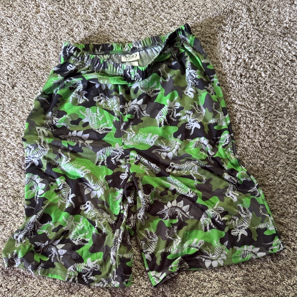 Green Dinosaur Print Kids Pajama Bottoms